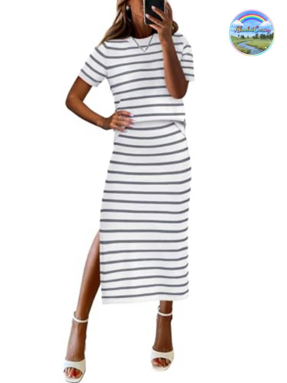 Women's 2 Piece Knit Skirt Set Lounge Outfit Short Sleeve